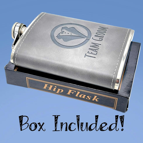 Team Groom Leather Wrapped Hip Flask Bachelor Party Must-Have